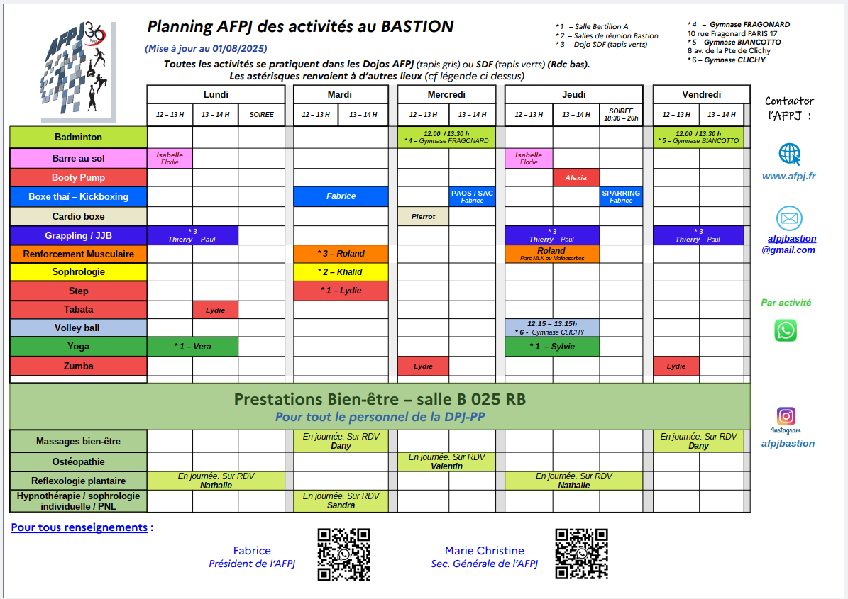 Télécharger le planning à jour
